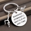 FOTAP Gymnastics Keychain Warning Gymnast Jewelry Gymnasts Gift Coach Gift