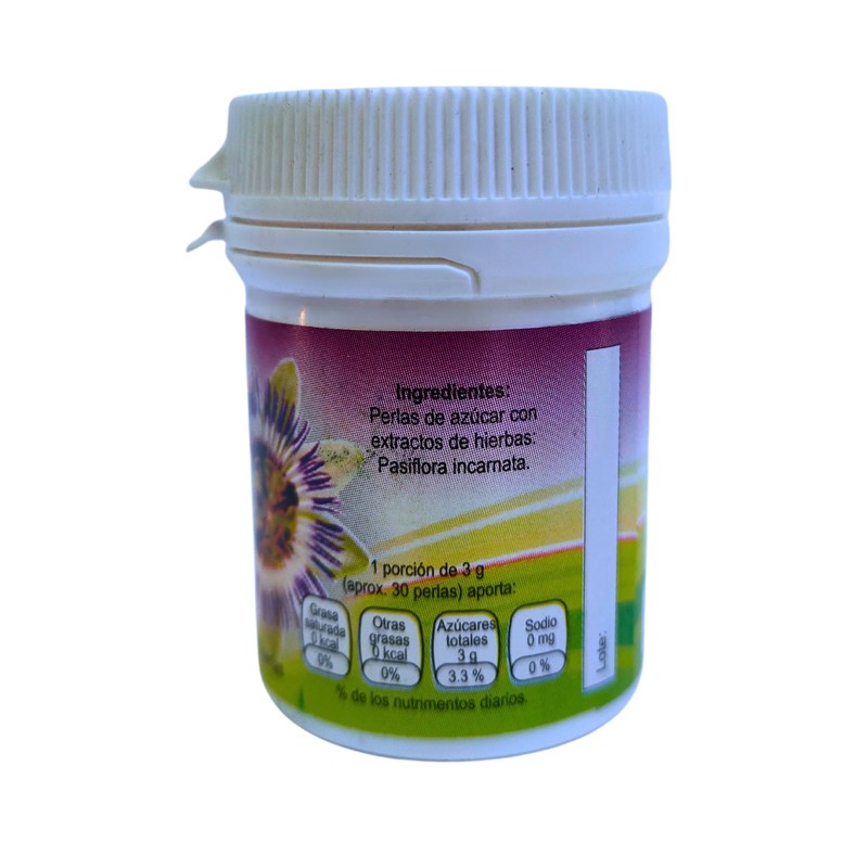 Perlas dulces recubiertas de EXTRACTO DE PASIFLORA, 30gr (aprox 200