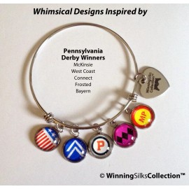 SaratogaRocks(TM) Pennsylvania Derby inspired Winning Silks Charm Bracelet