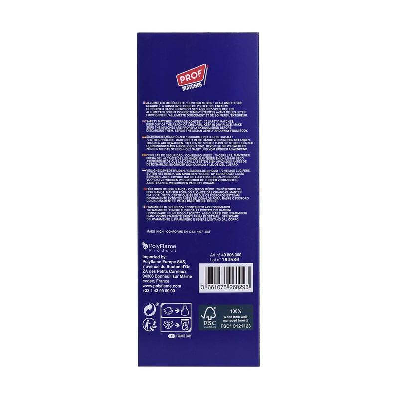 PROF - Box of 70 Matches, Length 28 cm
