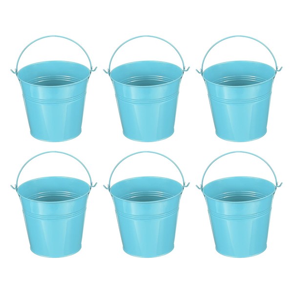 PATIKIL 5"x4.7" Small Metal Buckets with Handle, 6 Pcs Mini
