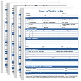 Kisston 200 Sheets Employee Warning Notice Form Discipline Form 8.5 x 11 Inches Warning for Employee Forms for Company Office Recording Employee Confidential Information