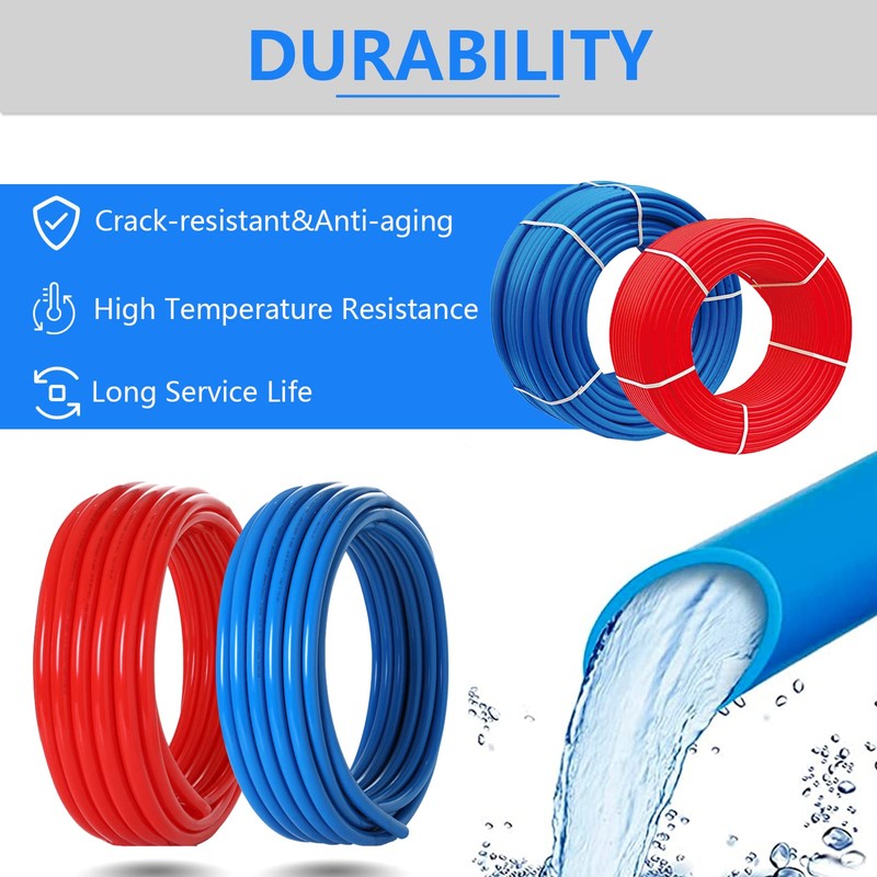 GUOFIS 1/2 Inch PEX-B Pipe,2 Rolls Blue & Red Each