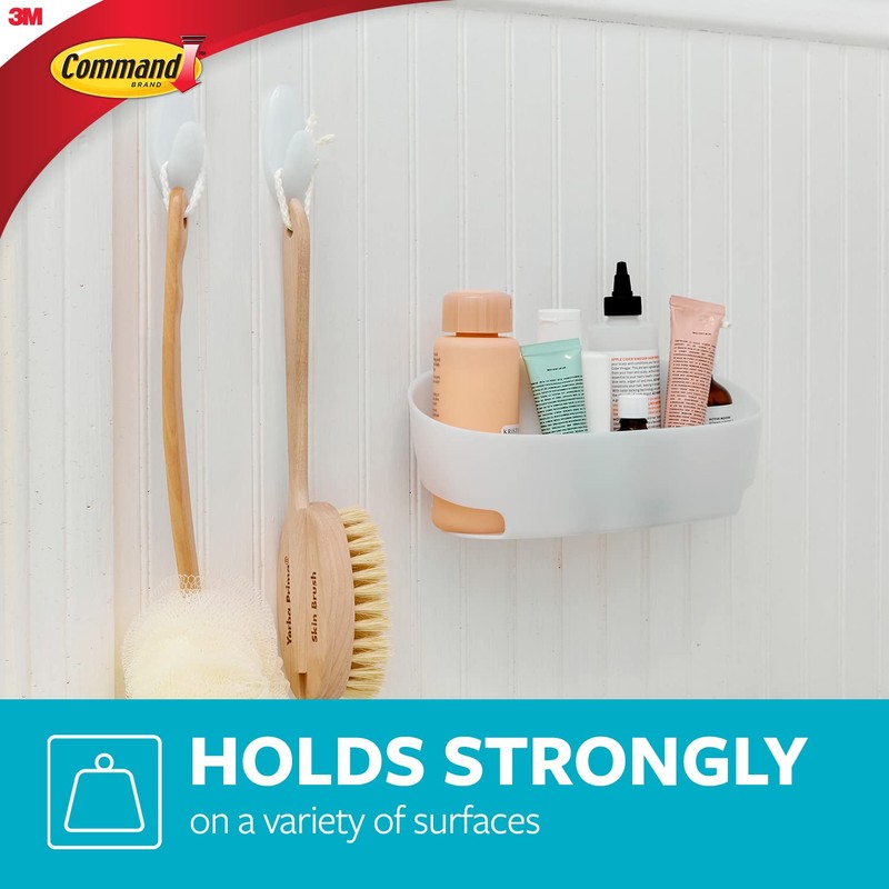 Command Shower Caddy with Water-Resistant Strips, Frosted, 1 Caddy 1