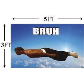 Yicmirtu Bruh Flying Midget Flags 3x5FT Cool Meme Flag Man Cave Frat Hanging Art Poster For College Dorm Bedroom Double-Stitched Edges and 4 Rust Proof Brass Grommets (3x5FT)