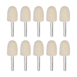 HARFINGTON 10pcs Wool Felt Mounted Mandrel Points 20mm Head 1/4 Inch Shank Conical Polishing Bits Burrs Felt Polishing Buffing Wheel for Rotary Tool