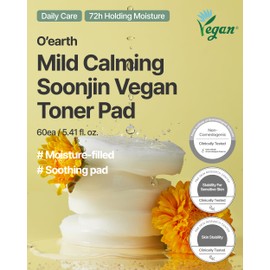 O’Earth Mild Calming Vegan Toner Pad - Dual-Textured, Exfoliating, Soothing, Moisturizing with Dandelions & Hyaluronic Acid, EWG Green Certified, 90 Pads