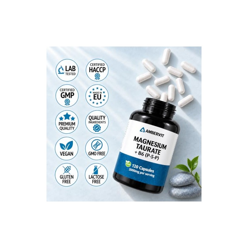 Magnesium Taurate with Vitamin B6 P-5-P – 120 Vegan Capsules