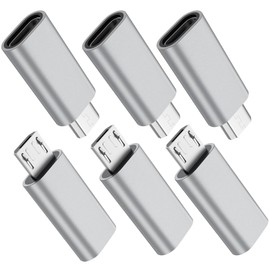 Vanjua 6 Pack Micro USB to USB C Adapter, Data Transfer Adapter, for Galaxy S7/S7 Edge/S6/J7, LG G4, and More Devices (Silver)
