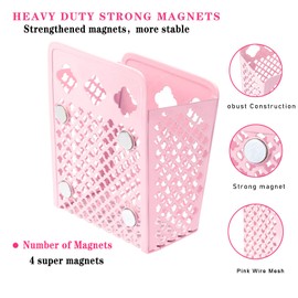 Magnetic Pencil Holder - Magnetic Locker Organizer, 1 Pack Pen Holder Locker Accessories for School and Office (1 Basket Pink)