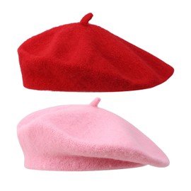 EHDWXVZM Pack of 2 Berets, French Retro Berets, Dome Berets, Versatile Painter's Hats, Artist Hats, Suitable for Everyday Use and Masquerade Parties, red