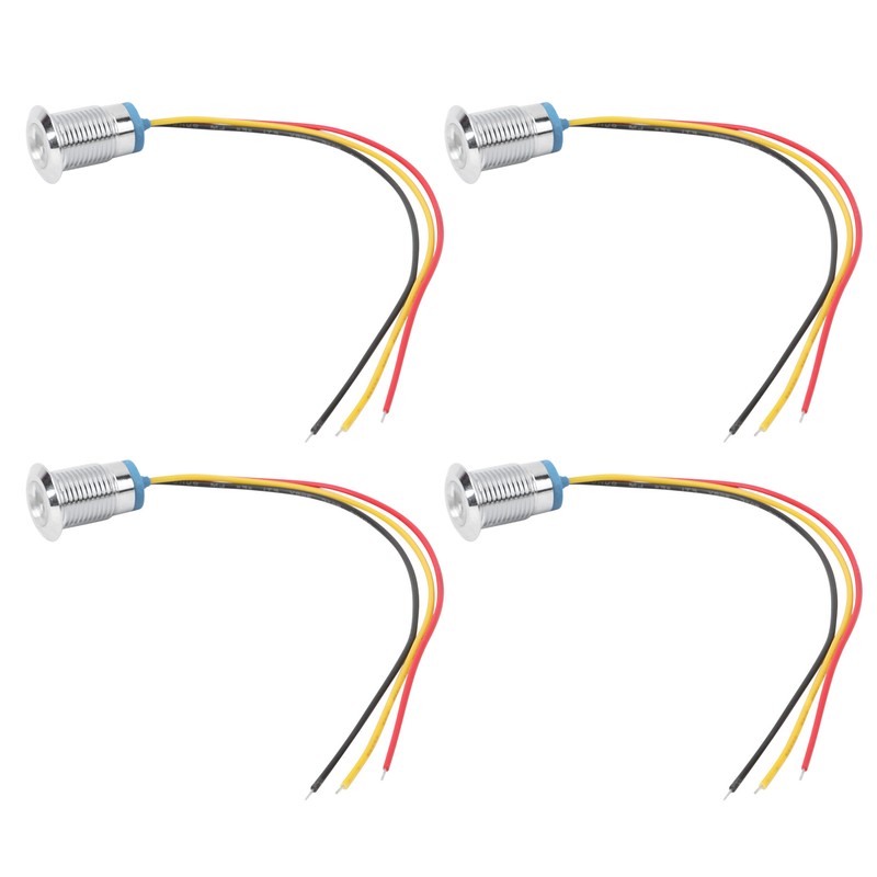 4 Sets PreWired Round LEDs Waterproof 2Color Light Common Anode