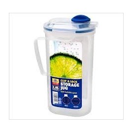 2 x 2 Litre Clip & Lock Plastic Juice Drinks Jugs Storage Kitchen Party Jug