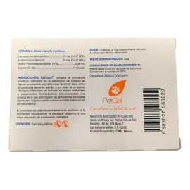 Lactopet Oral 20 Cápsulas Lactobacilos Probióticos y Prebióticos