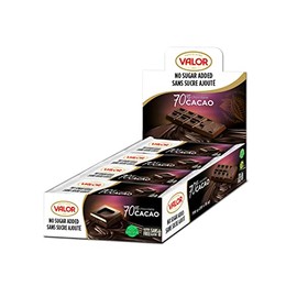 Valor. Impulse. 70% Cocoa Dark Chocolate. No sugar added. 35g (1.23oz). Pack of 20 individual bars in display box.