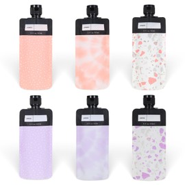Sibba 6 Pcs Leak Proof Empty Squeeze Pouches 3 oz Portable Shampoo Liquid Container Refillable Travel Size Containers TSA Approved Travel Bottles Makeup Packing Bag for Lotion Face Cream Hand Soap