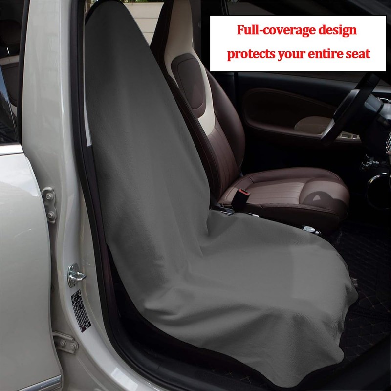 Washable Microfiber Non-Slip Towel Front Seat Cover, Gray
