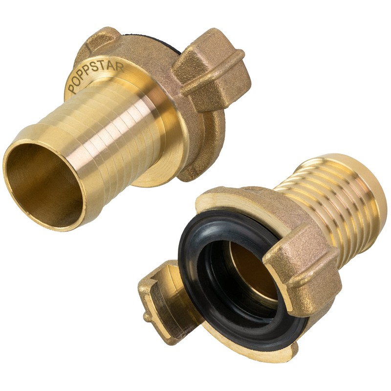 POPPSTAR Set of 2 Brass Quick Coupling 1 Inch Nozzle