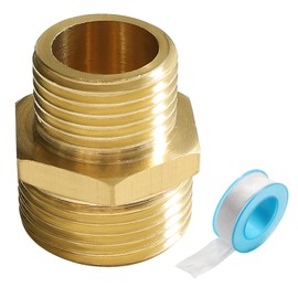 Lyeteung 1 PC G3/4 Male to G1/2 Male, Thread Brass Hex Nipple Connector, Straight Pipe Hex Fitting, with Plumbers Tape, for Pipe Connection