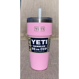 Yeti Rambler 26 oz Cup w/Straw Lid - Power Pink- This item no longer made