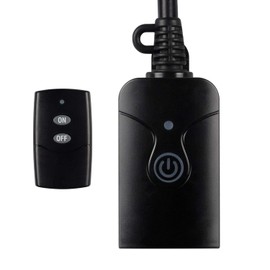 HBN Outdoor Indoor Wireless Remote Control 3-Prong Outlet Weatherproof Heavy Duty 15 A Compact 1 Remote 1 Outlet with Remote 6-inch Cord 100ft Range ETL Listed (Battery Included)