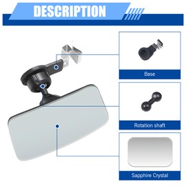 Zeathery Car Blind Spot Rearview Mirror, 360 Degrees Square High-definition Rearview Mirror, Frameless Backsight Aid Lens with Adjustable Bracket, Universal for Most Cars, Trucks (White)