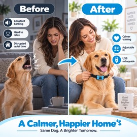 Dog Bark Deterrent Collar for Training – USB Rechargeable Ultrasonic & Vibration Feedback for Everyday Use