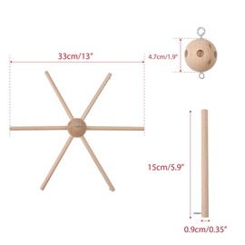 Baby Mobile Kit Frame DIY for Crib Decorative Natural Wooden Wind Chime Equipment Hanger for Infant Boy Girl Home Nursery Creative Craft Wall Balcony Hanging Toy Bell Accessories Bedroom Ceiling Decor
