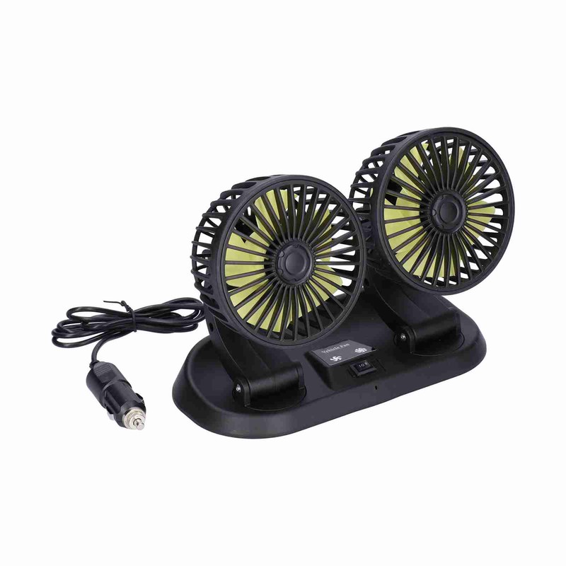 Electric Car Fan 360° Rotatable DoubleHead 5 Blades 2 Speeds