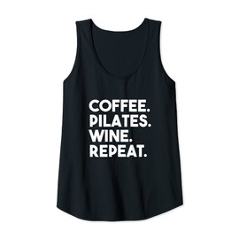 Womens Coffee Pilates Wine Repeat Funny Pilates Tank Top