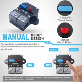 BULVACK 250 Amp High Amp Marine Rated Circuit Breaker for Boat Trolling Motor with Manual Reset Switch, Water Proof, 12V- 48V DC