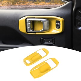 PDKLIN for Jeep JL Inner Door Handle Cover Bowl Trim for Jeep Wrangler JL JLU 2018 up for Gladiator JT 2020 up 2DR Yellow Interior Accessories 2pcs