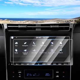 Canvcle 2PCS Screen Protector for 2022-2024 Hyun-dai Tucson/Santa Cruz, 10.25 Inch Touch Screen Protector Tempered Glass Navigation Display Screen Cover Infotainment Protective Film