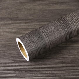 VEELIKE 15.7''x118'' Charcoal Grey Wood Contact Paper Peel and Stick Wood Wallpaper Textured Wood Grain Contact Paper for Cabinets Countertops Waterproof Removable Adhesive Wood Vinyl Wrap for Table