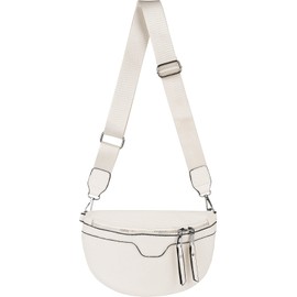 styleBREAKER Ladies Shoulder Bag in Half Moon Shape, Detachable Adjustable Shoulder Strap, Plain Handbag 02012380, Colour:Cream