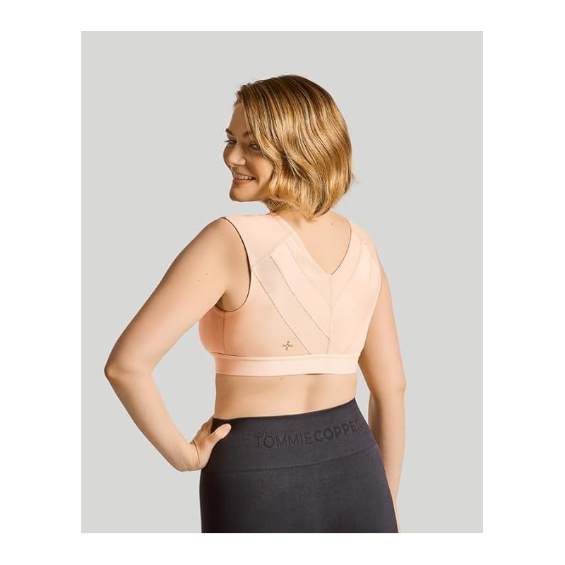 Tommie Copper Shoulder Support Compression Bra with Front Zipper Closure