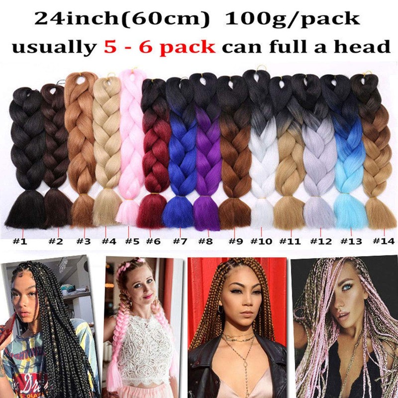 Hair Extension 60 cm Crochet Braids Two Tone Ombre Braiding
