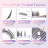NAGARAKU Comic Spire Eyelashes, 240 Fans, Feather Shape, Manga, Anime,