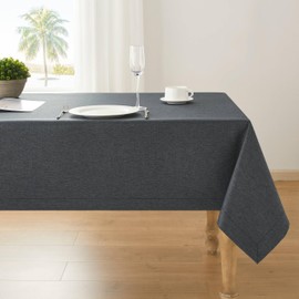 ZeeMart Grey Tablecloth, Farmhouse Linen Style Table Cloth Square Table Cloths 52 x 52 Inch Charcoal Grey, Wrinkle Resistant Washable Heavy Weight Tight Weave TableCloths