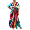 IMAGEKOPE Moroccan Print V-Neck Batwing Kaftan Women's Plus Size Loose