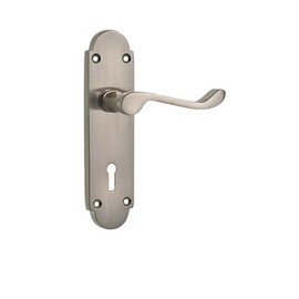 Designer Levers - Brora Round Top Design Lever Door Handle - 1 Pair - Satin Nickel - Locking Door Handle