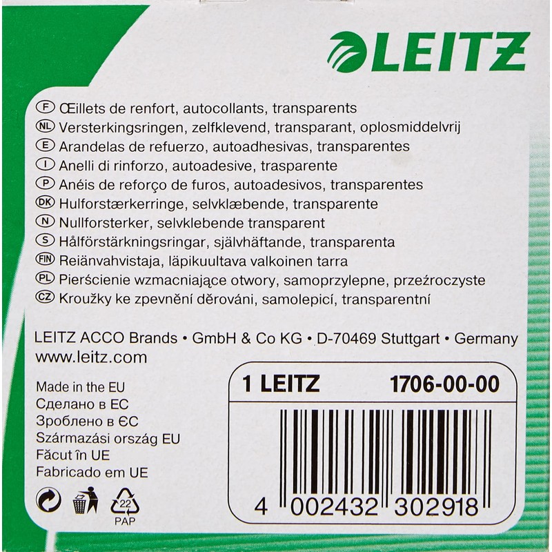 Hole Reinforcers Label Pack of 500, Leitz 1706
