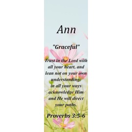 Ann "Graceful" Keepsake Name Meaning Bookmark with Bible Verse and Tassel