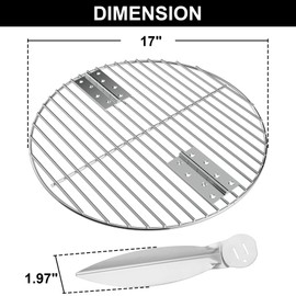 7441 Folding Replacement Parts for Weber Charcoal Grate & for Weber 22-1/2-Inch One-Touch Cleaning System Kit 7444,Weber Kettle Parts for 22''Charcoal Grill, Stainless Steel