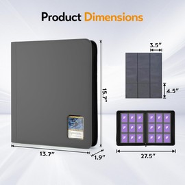 Top Loader Binder for Cards (Clear Window), Holds 288 Cards in 3"x4" Toploaders, Trading Card Binder 9 Pocket for TCG, MTG, YGO, Game Cards, Sports Cards(Grey)