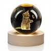 LOULIQIGIFT 2.3in Crystal Ball 3D Glass Engraved Cat Decorative Night