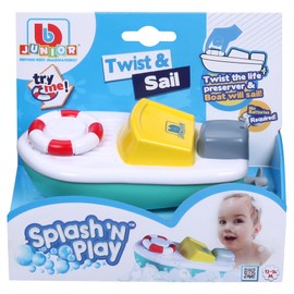 Bburago B16-89002 BB Junior Splash N Play Twist & SAIL Wind-up Bath Toy, Blue