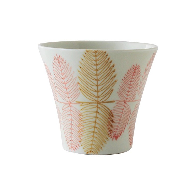 CtoC JAPAN 波佐見焼 ゆのみ / 湯呑み 葉紋 レッド 約φ 8cm
