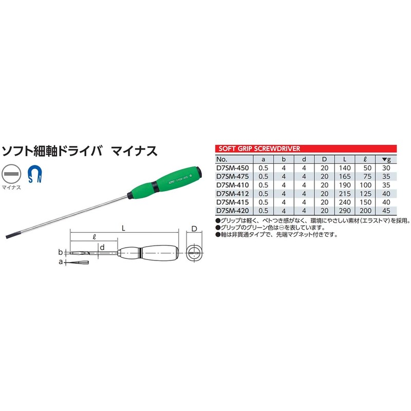 KTC (ke-te-si-) Soft Fine Axis Driver Slotted d7sm – 412