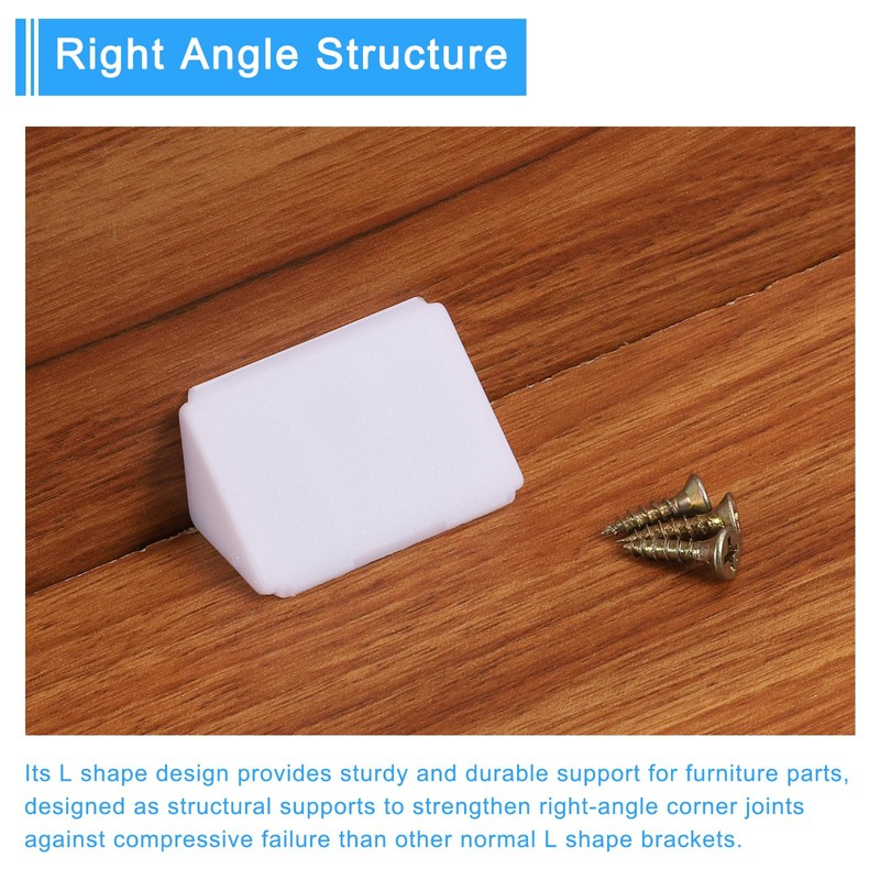 sourcing map 8 Pcs 90 Degree Plastic Corner Braces, 22x42.5x22mm